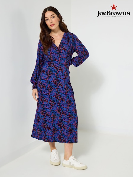 Joe Browns Blue Butterfly Print Jersey Midi Dress (Y14781) | €79