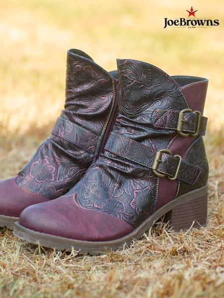 Joe Browns Purple Metalic Swirl Pattern Ankle Boots (Y14836) | €93