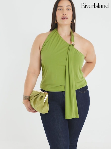 River Island Green Scarf Neck Trim Top (Y14887) | €42