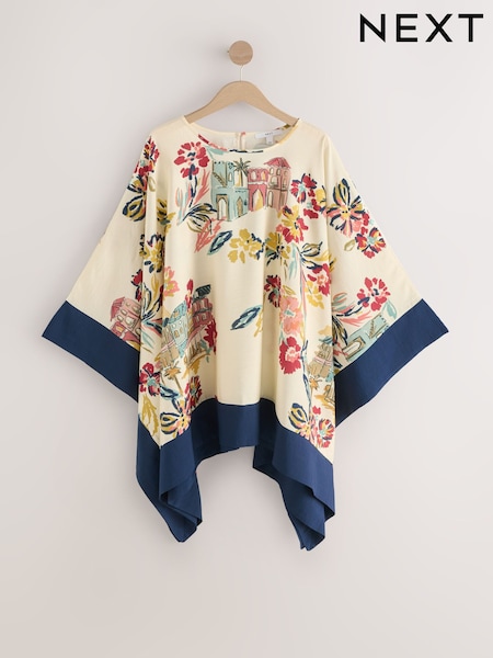 Beige/Orange Floral - Overhead Kaftan (Y15024) | 1 075 Kč