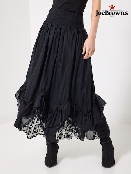 Joe Browns Black Shirred Waist Lace Maxi Skirt (Y15074) | AED320
