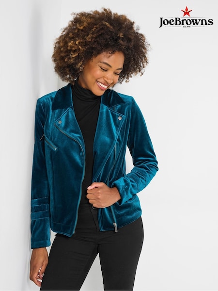 Joe Browns Blue Velour Biker Jacket (Y15075) | €106