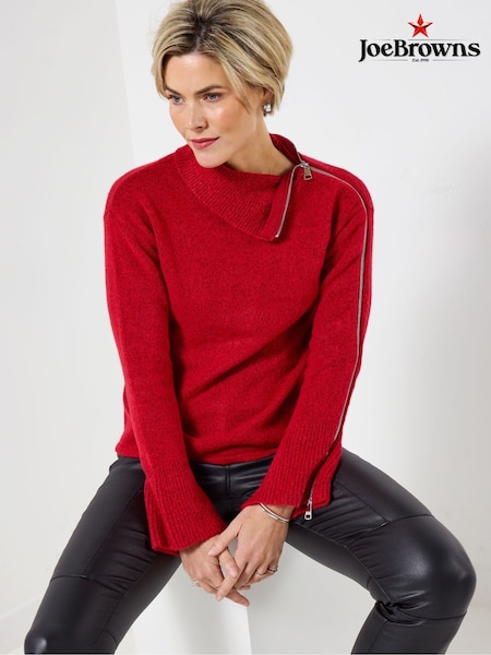 Joe Browns Red Oversized Collar Zip Jumper (Y15081) | €66
