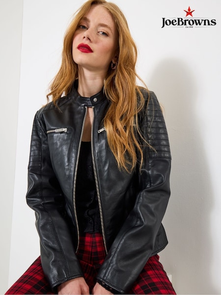 Joe Browns Black Quilted Sleeve Biker Jacket (Y15095) | €270