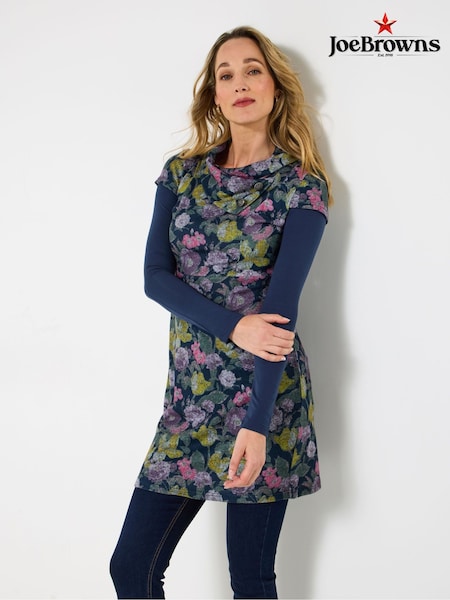 Joe Browns Blue Stretch Jacquard Layered Tunic (Y15103) | €73