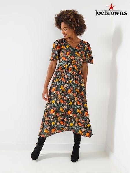Joe Browns Green Petite Vintage Autumn Floral Dress (Y15112) | €80
