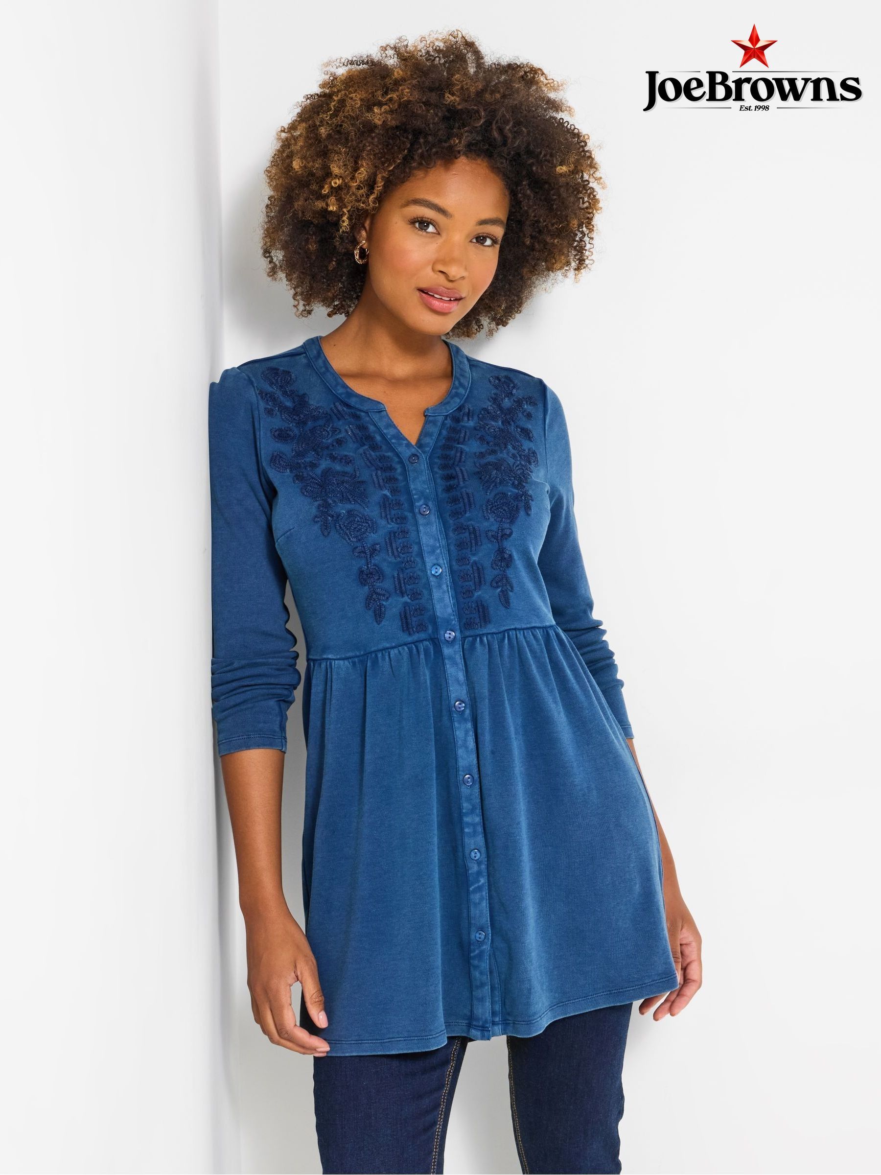 Buy Women's Tops Blue Embroidery Online | Next USA