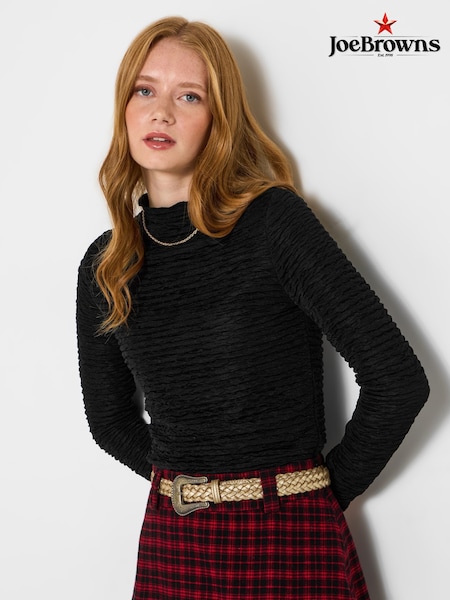 Joe Browns Black Slim Textured High Neck Top (Y15123) | €64