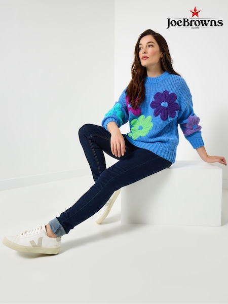 Joe Browns Blue Oversized Chunky Floral Jumper (Y15131) | €80