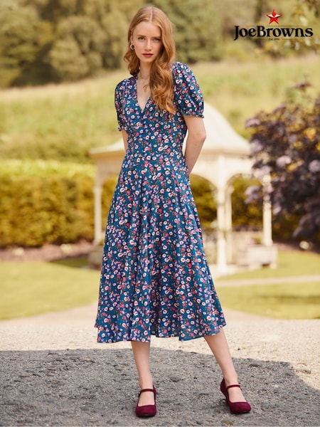 Joe Browns Blue Petite Floral Print Ditsy Tea Dress (Y15136) | €80