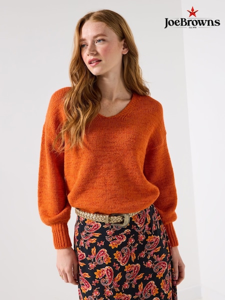 Joe Browns Orange Simple V-Neck Jumper (Y15137) | €48