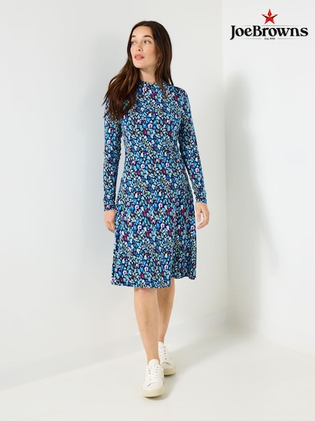 Joe Browns Blue Printed High Neck Mini Dress (Y15156) | €69