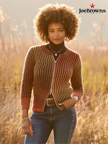 Joe Browns Orange Ribbed Zip Up Cardigan (Y15161) | €73