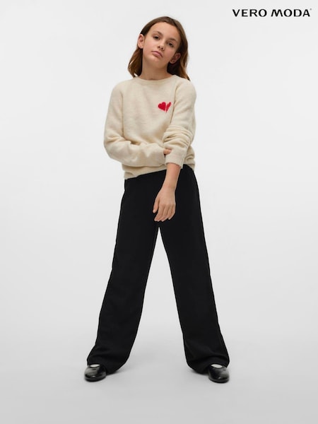 VERO MODA Cream Heart Embroidery Knitted Jumper (Y15205) | AED128