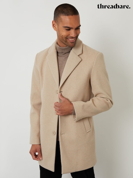 Threadbare Cream Faux Wool Overcoat (Y15215) | €83