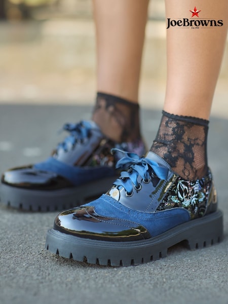 Joe Browns Black Ribbon Lace Floral Detail Brogues (Y15241) | €77
