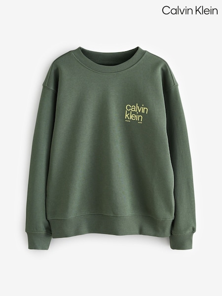 Calvin Klein Green Relaxed Back Print Sweatshirt (Y15280) | 371 QAR