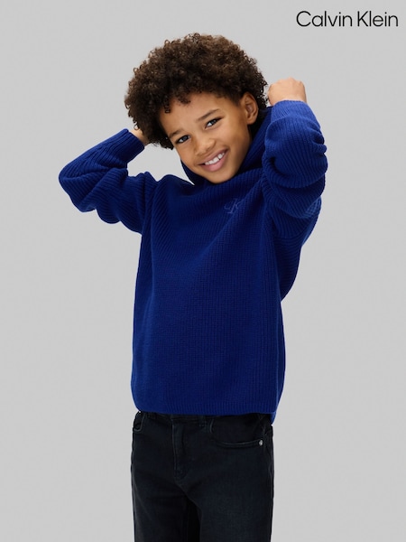Calvin Klein Blue Combed Cotton Hoodie (Y15283) | €112