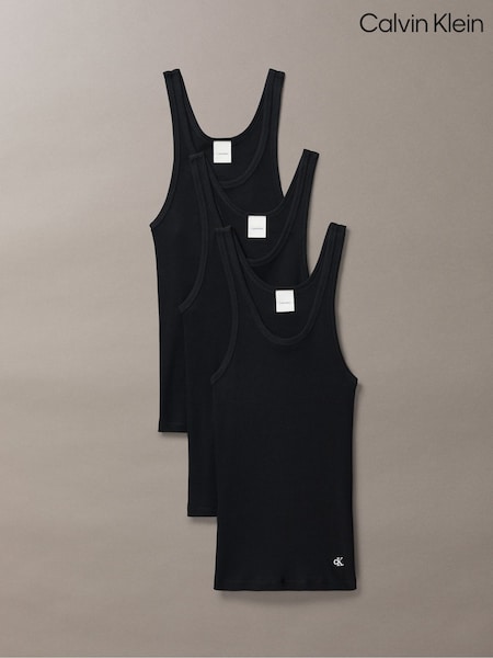 Calvin Klein Black 3 Pack Scoopneck Tank Tops Cotton Classics (Y15312) | €58