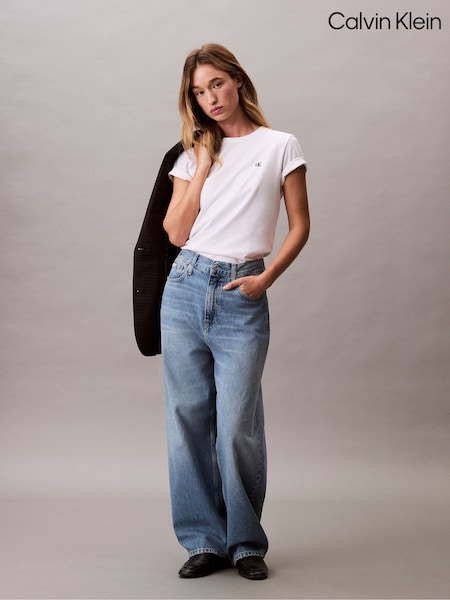 Calvin Klein White Monogram Logo Relaxed Sweatshirt (Y15332) | €50