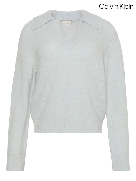 Calvin Klein Light Blue Merino Wool Boucle Polo Sweater (Y15336) | R$ 1.185