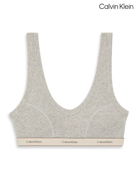 Calvin Klein Grey Lightly Lined Triangle Bralette Heritage Cotton Stretch (Y15486) | €57