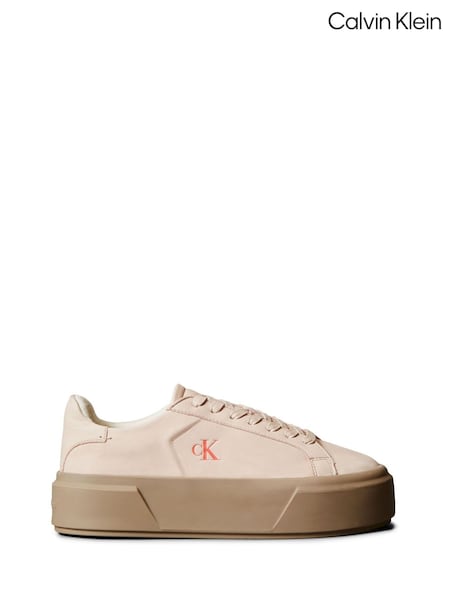 Calvin Klein Pink Leather Warm Winter Platform Trainers (Y15489) | €172
