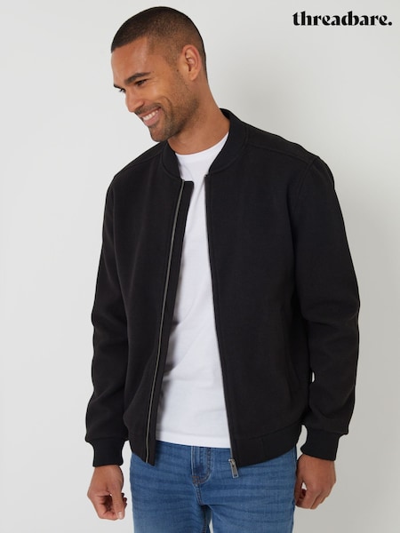 Threadbare Black Brushed Bomber Jacket (Y15508) | AED365