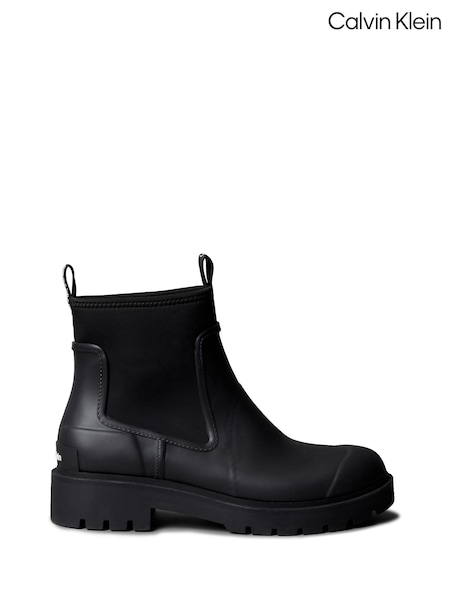 Calvin Klein Black Heeled Flexible Lug Sole Rain Boots (Y15548) | €156
