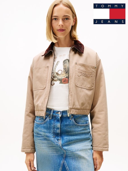 Tommy Jeans Brown Logo Appliqué Padded Cropped Coach Jacket (Y15556) | R$ 1.580