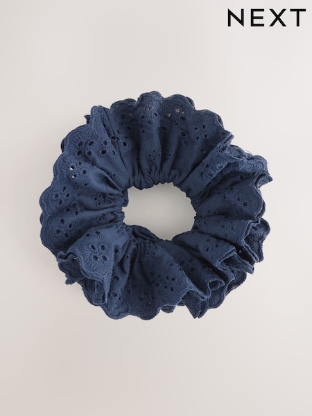 Navy Broderie Scrunchie (Y15631) | $20