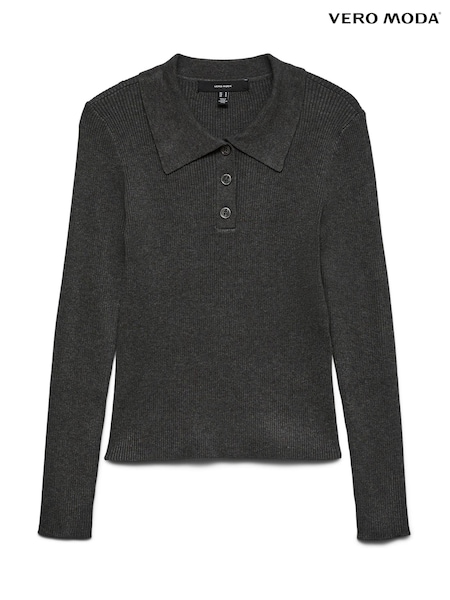 VERO MODA Grey Long Sleeve Ribbed Polo Neck Jumper (Y15655) | €40