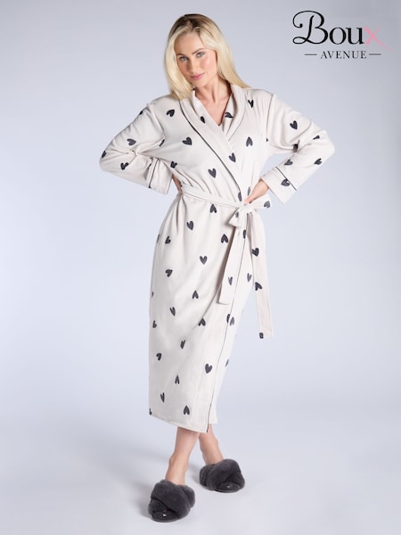 Boux Avenue Cream Heart Velour Long Robe (Y15692) | R$ 495