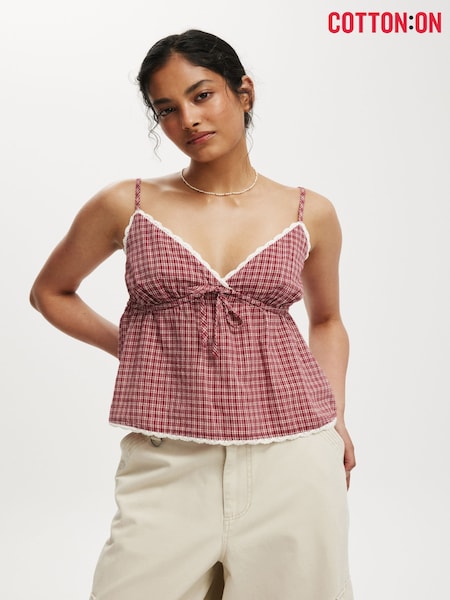 Cotton On Red Cotton Lace Camisole (Y15761) | €25