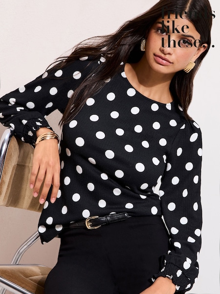 Friends Like These Spot Shirred Cuff Top (Y15801) | $58