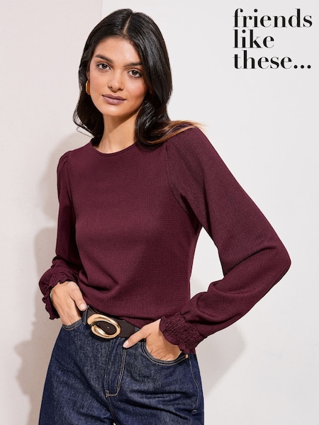 Friends Like These Berry Pink Shirred Cuff Top (Y15802) | $63