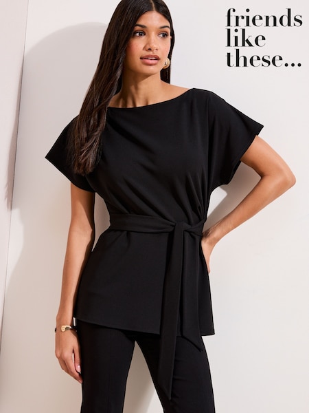 Friends Like These Black Belted Top (Y15816) | $65