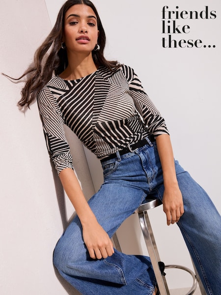 Friends Like These Black Graphic Print Top (Y15841) | SGD 56