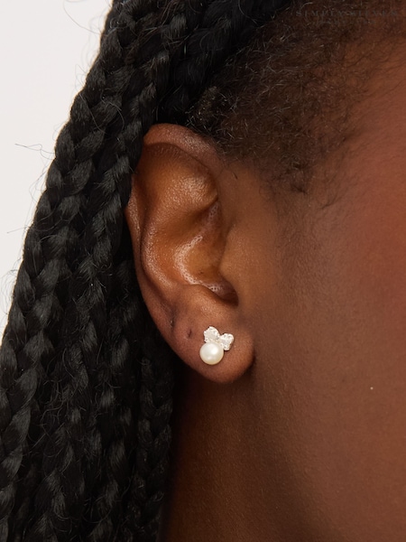 Simply Silver 925 Sterling Silver Pave and Pearl Stud Earrings (Y15923) | €27