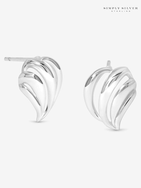Simply Silver 925 Sterling Silver Open Ridged Wave Stud Earrings (Y15924) | €40