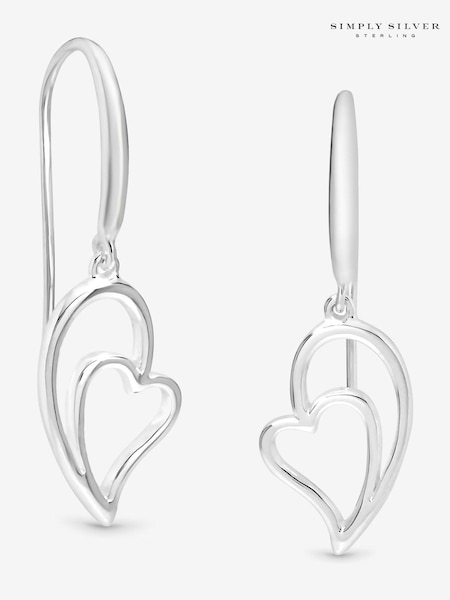 Simply Silver 925 Sterling Silver Polished Fishhook Heart Drop Earrings (Y15930) | €60