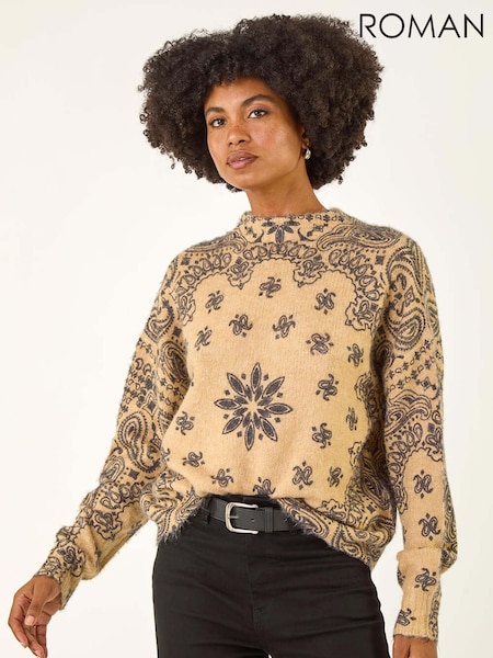 Roman Abstract Floral Knit Jumper (Y15947) | R$ 580