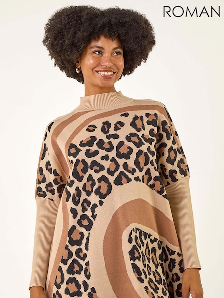 Roman Natural Abstract Leopard Knit Jumper (Y15957) | €56