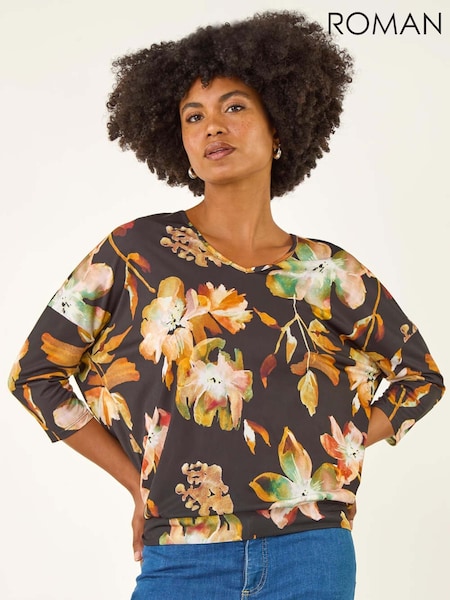 Roman Floral Bubble Hem Stretch Top (Y15978) | € 42