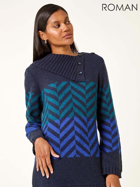 Roman Blue Stripe Roll Neck Knit Jumper (Y15990) | €66