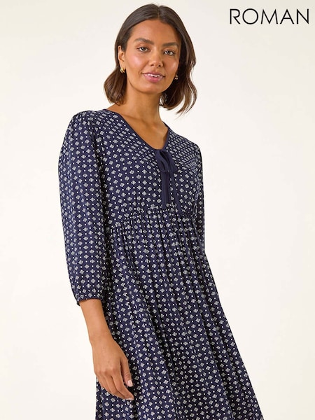 Roman Blue Geometric Bow Stretch Dress (Y16001) | €64