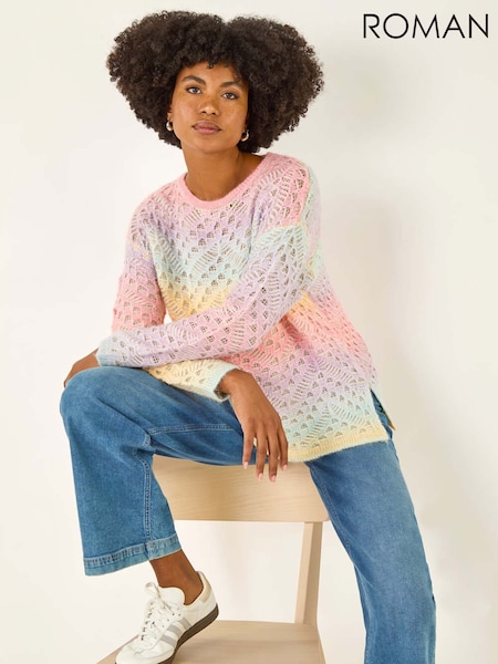 Roman Pink Ombre Rainbow Knit Jumper (Y16021) | €60