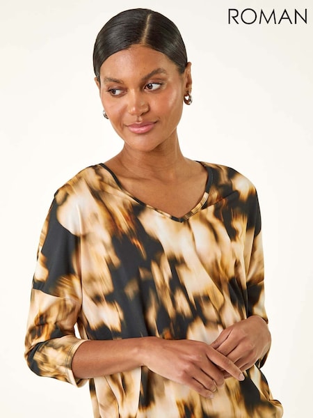 Roman Natural Printed V-Neck Stretch T-Shirt (Y16033) | €42