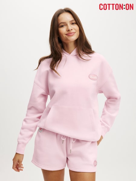 Cotton On Pink Plush Premium Graphic Hoodie (Y16051) | €46
