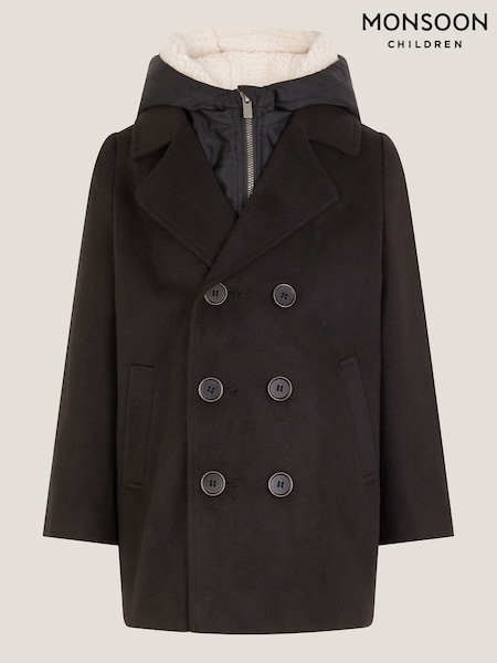 Monsoon Black Zip Through Hooded Peacoat (Y16069) | 272 QAR - 346 QAR